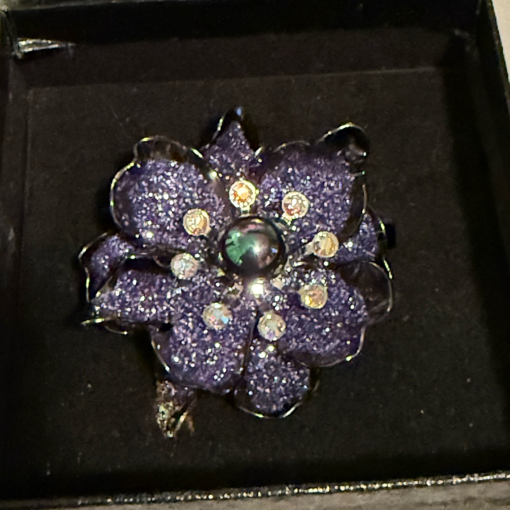 Joan Rivers Purple Floral Brooch with Dimensional Design